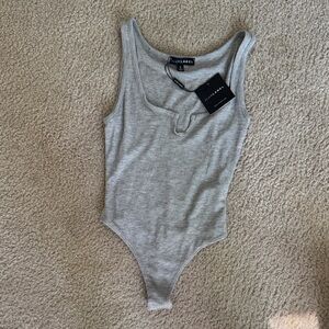 JLUXLABEL Light Gray Ribbed Tank One-Piece Bodysuit for Kids